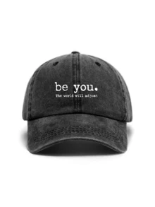 經典復古Y2K水洗「Be You」原創棒球帽卡車帽，男女通用，適合春夏秋冬四季，情人節、單身派對、父親節、母親節、教師節、開學季、萬聖節、新娘、學生、教師的完美禮物，女性夏季旅行海灘海濱必備，女性沙灘帽，新娘婚禮必備，粉色、黑色波多黎各休閒頭飾女性卡車帽 - A - 查看 9