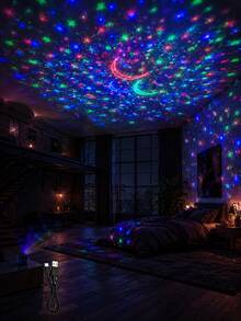 1 pieza[Luz de Proyector de Cielo Estrellado]Luz Nocturna de Proyección de Estrellas & Luna con Control Remoto, Efecto de Luz Estrellada de Puntos Coloridos | Adecuado para Mesita de Noche, Sala de Estar, Sala de Juegos, Ambiente de Fiesta - Multicolor - Ver 2
