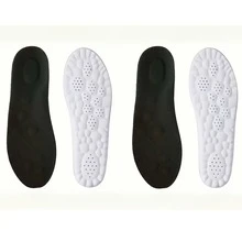 4入 (2雙) 男女通用透氣網眼鞋墊，可裁剪輕量吸汗鞋墊，含避震緩衝墊，柔軟舒適支撐，適用於跑步、運動、走路、工作及日常穿著 - 黑色 - 查看 13