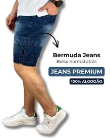 Sandblasted Cargo Bermuda Shorts - Jatiada - View 2