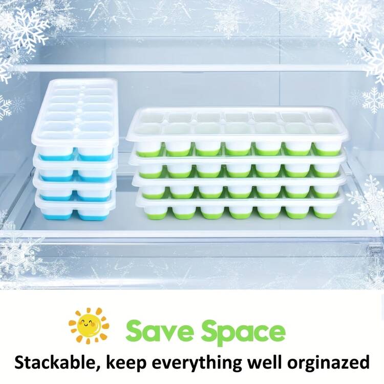 2pcs/Set (Lid + Base) Random Color 14-Compartment Ice Cube Tray With Lid, Self-Assembled Portable Easy-To-Disassemble Ice Box - Ideal For Holiday And Outdoor Use, Kitchen Essential - Multicolor - View 2