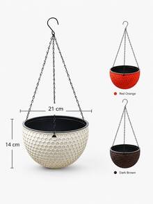 1件/套 21x14cm 大容量耐候塑料吊掛花籃，耐用戶外植栽盆，附金屬鏈條與掛鉤，現代蜂巢圓碗設計，防曬吊掛植物盆，適用於門廊、露台、花園、陽台，春夏使用 - 多款 - 查看 6