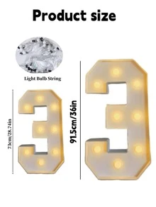 OBOVAY 1 Set Illuminated Mosaic Number Decor, Suitable For Balloons, 73cm/28.7" LED Digital Photo Frame, KT Board, Digits 0-9 Insertable, KT Board Stand, Holiday, Birthday & Christmas Decorative Lights, Birthday Decor (Balloons Not Included) - View 4