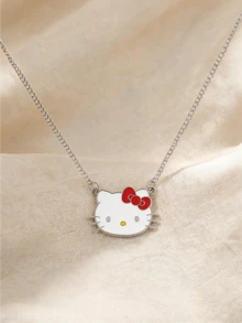 Miniso Hello Kitty 吊墜項鍊 1件裝 銀色調 輕量舒適耐用 女款 日常休閒派對禮物 - 樣式1 - 查看 3