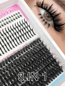 Hinarin 280PCS 3-In-1 False Eyelash Clusters 80D Lashes Fairy Hair Lower Lashes Reusable Thick Fake Eyelash Clusters Single Strand False Lashes Pointed Tip Eyelash Cartoon Clusters Mink Lash Strips Densely Packed False Eyelashes - D - View 2