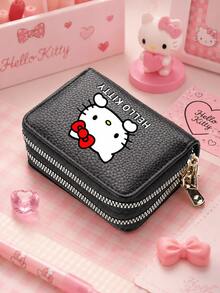 SANRIO 1個可愛卡通Hello Kitty印花PU皮革拉鍊短款女用日常錢包卡夾 - 彩色 - 查看 10