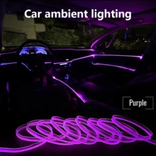 Ensamblaje de luces LED USB flexibles de neón RGB para el interior del automóvil, iluminación decorativa automotriz con adhesivo 3M oculto y control por APP - B - Ver 1