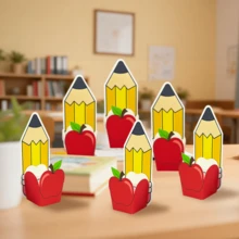 10Set(10Cajas+10Tarjetas) Cajas de regalo de dibujos animados con forma de lápiz y manzana, cajas de regalo de papel con diseño de concha de sirena, cajas de golosinas con diseño de oveja y globo, mini cajas de envoltura de regalo para cumpleaños de verano, baby shower, vuelta al colegio y recuerdos de fiesta - Caja de regalo - Ver 4