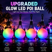 LED Soft Light Poi Spinning Ball, 9 Dynamic Light Modes, Rainbow Gradient, High-Speed Flashing Rotation, Durable Glowing Dance Prop, Perfect Christmas Gift For Adults, Beginners And Professional Performers - 4PCS - View 4