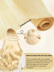 Remy Human Hair Extensions, PU Seamless Tape-In Straight Natural Hair Weft, Invisible Tape Hair Extensions - Multicolor - View 4