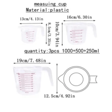 1pc/2pcs/3pcs/Multi-Purpose Measuring Cup, Transparent Plastic Heat-Resistant Stackable Measuring Cup With Angled Handle And Spout, Kitchen Essential Accessory, Transparent 500ml, 250ml, 1000ml, Measuring Cup (Low-Temperature Cleaning) - White - View 14