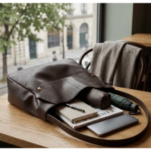 New Large Capacity Soft Leather Tote Bag | Genuine Leather Shoulder Casual Handbag For Women | Simple Light Luxury Work & Everyday Shopper - Coffee - View 4
