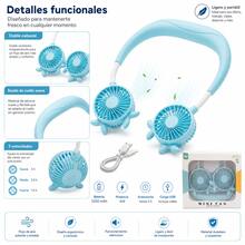 Rechargeable USB Neck Fan, Cute Sheep Design, Long Battery Life For Outdoor Use - Blue - View 3