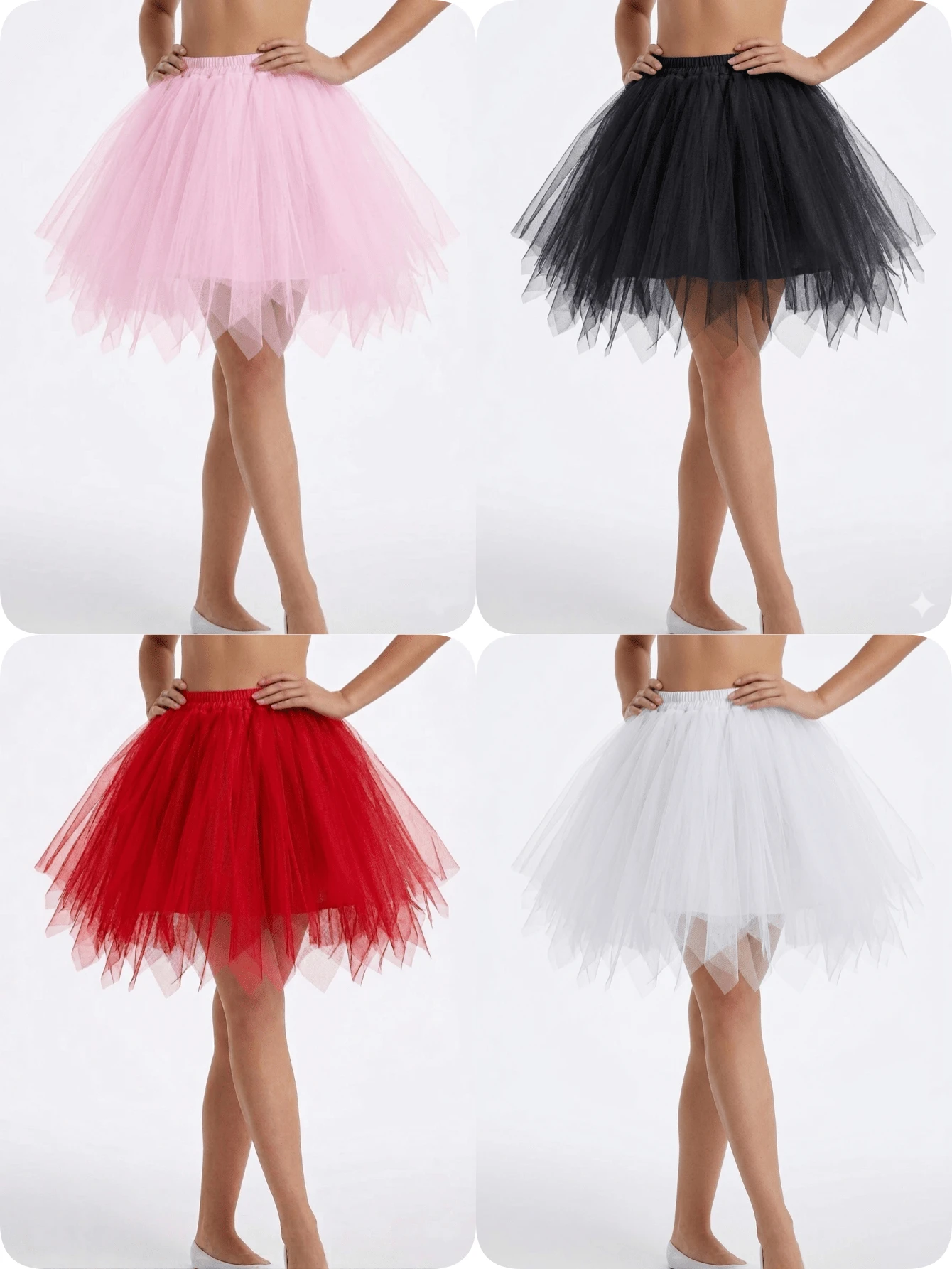 Váy tutu bồng bềnh, váy lót bất đối xứng, váy công chúa, váy voan nhiều lớp, váy không gọng, thích hợp cho lễ hội, sân khấu, tiệc tùng, biểu diễn, cosplay, khiêu vũ, trang trí ngày lễ, váy lót cô dâu/phù dâu trong đám cưới, có các màu: đen, đỏ, xanh nhạt, hồng cánh sen, cam, xanh neon, hồng, thích hợp cho mùa hè, bãi biển, tiệc tùng, sinh nhật. - nhiều màu - Xem 1