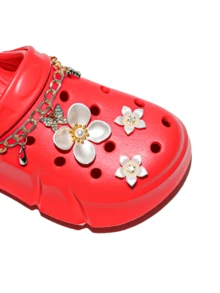 HOEASE Girls' Clogs, Garden Shoes, Comfortable Lightweight Hollow Out Sandals, Spring Summer Floral Design - Red - View 4