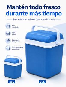 Portátil Nevera Portátil Aislamiento Térmico 26L 32L Resistente Ligera Nevera de Playa para Familias Práctica Nevera Rígida para Camping Picnic Viaje Caja Térmica - Azul - Ver 9
