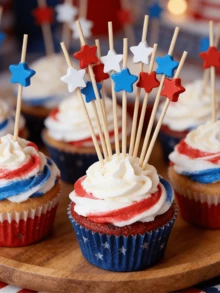 100pcs (12cm/4.72in) Cute Creative Red White Blue Star Fruit Picks, Hand Washable Food Toothpicks Suitable For Sandwiches, Ham, Appetizers, Weddings, Bridal Showers, Birthday Celebrations And Party Decorations - Multicolor - View 1