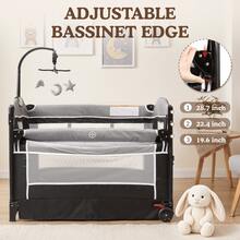 Kinder King 4 In 1 Baby Bassinet Bedside Crib, Foldable Portable Infant Crib With Storage Basket For Newborns, Dark Grey - Dark Grey - View 10