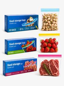 65PCS Reusable Stand-Up Storage Bags Set, Clear Double-Seal Zipper Bags With Wide Bottom, Small Medium Large Sizes For Kitchen, Fridge, Travel, Snacks, Produce And Home Organization - View 2