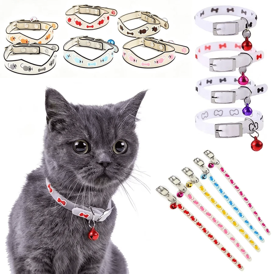 1-2 Pet Cat And Dog Collars, Night Fluorescent Collar, Adjustable Size, Suitable For Small Cats And Dogs, No Need For Electricity (Color Random) - Multicolor - View 1