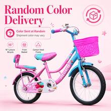 16-Inch Bicycle With Front Basket And Training Wheels, Leisure Riding Bike, Random Color - Multicolor - View 7