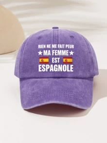 1件時尚簡約水洗棒球帽「RIEN NE ME FAIT PEUR MA FEMMEXESTESPAGNOLE」印花圖案,送給家人和朋友的禮物,男女皆宜的時尚必備單品 - 水洗帽 - 查看 14