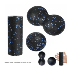 3pcs Mini Yoga Foam Roller Set - Mini Foam Roller, Muscle Massage Roller, For Post-Workout Muscle Relief, Deep Tissue Relaxation And Tension Release, Mini Foam Roller + Peanut Ball + Trigger Point Massager, Black/Blue - Multicolor - View 2