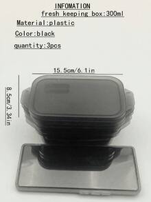 3pcs/Set Thick Transparent Sealed Food Storage Containers, Rectangular Freezer & Refrigerator Organizer Boxes, Microwave-Friendly Plastic Containers (Black*Ivory) - Multicolor - View 18