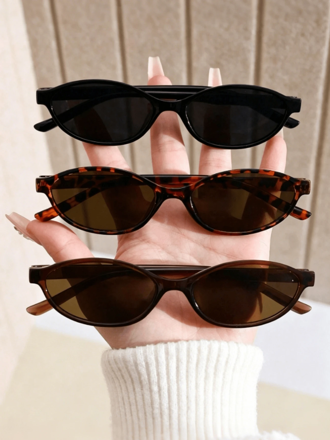 3 Pairs Unisex Oval Small Frame Fashion Glasses, Retro Style, Suitable For Daily Wear, Vacation, Camping, Outdoor Travel - Multicolor - View 1