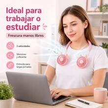 Rechargeable USB Neck Fan, Cute Sheep Design, Long Battery Life For Outdoor Use - Pink - View 7