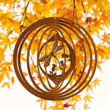 1pc Natural Rusty Metal Spiral Dragonfly Wind Vane, Rusty Outdoor Yard Decor, Suitable For Balcony, Window, Porch And Yard Garden, As Well As Indoor And Outdoor Decoration - Rust - View 4