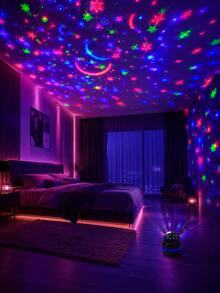 1 pieza[Luz de Proyector de Cielo Estrellado]Luz Nocturna de Proyección de Estrellas & Luna con Control Remoto, Efecto de Luz Estrellada de Puntos Coloridos | Adecuado para Mesita de Noche, Sala de Estar, Sala de Juegos, Ambiente de Fiesta - Multicolor - Ver 11
