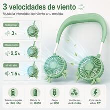 Rechargeable USB Neck Fan, Cute Sheep Design, Long Battery Life For Outdoor Use - Green - View 6