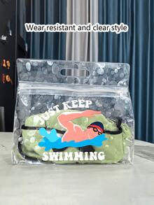 Just Keep Swimming 印花透明托特包，便攜式游泳裝備收納袋 - 堅固的拉鍊袋可用於存放泳衣和海灘用品，防水海灘包，女性透明泳池托特包，體育場認可的游泳、健身、度假和日常使用海灘包，給游泳愛好者和海灘愛好者的完美禮物 - 彩色 - 查看 16