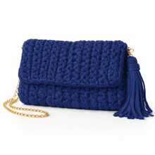 Bolsa Social Estilo Festa Feminina de Crochê - Azul Marinho - Visão 1