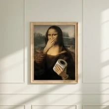 1 pieza Impresión de pintura al óleo del Vintage Funny Bathroom Mona Lisa, póster de renovación clásica, impresión de alta definición, impresión en lienzo, arte de pared, obra de arte exquisita, adecuada para baño, dormitorio, oficina, regalo de vacaciones, decoración de Año Nuevo, arte de renovación clásica, póster vintage, decoración de habitación, decoración del hogar, adecuada para la decoración de paredes de la sala de estar y el dormitorio. - Multicolor - Ver 3