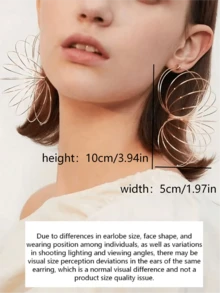 Set de 2 piezas de pendientes minimalistas de línea espiral dorada multicapa, pendientes de aro y diseño de fuegos artificiales multicapa para mujeres, joyas ligeras y de moda adecuadas para fiestas, uso diario, playa de verano y vida nocturna - Dorado - Ver 3