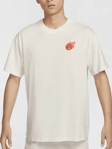 Nike Men's Basketball Graphic Print Cotton T-Shirt, Comfortable, Breathable, Sweat-Wicking, Crew Neck, Short Sleeve, Beige - Light Khaki - View 4