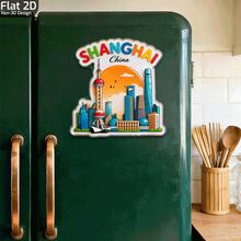 1pc, (3.07''X3.15'') Shanghai Skyline Cityscape Tower Acrylic Fridge Magnet, Modern Cityscape Decor, Suitable For Home Kitchen Decoration, Perfect Gift For Travel And City Enthusiasts. - A - View 4