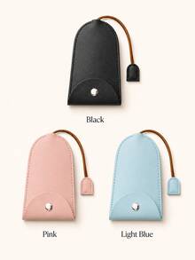 Pull Out Key Case PU Leather Keychain Pouch, 1pc Large Capacity Car Key Holder Organizer With Snap Fastener & Rope Strap, Cute Mini Portable Pull Type Key Bag Cover Sleeve Protector For Purse Backpack, Key Fob Case For Men Women, Gift - A - View 7