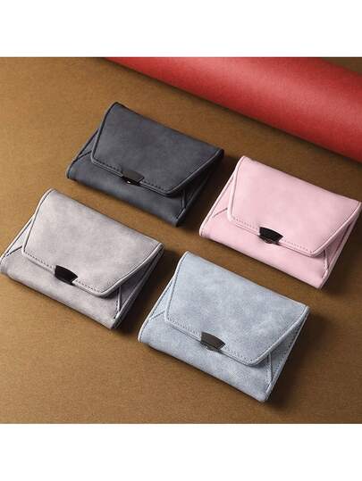 2026 New Matte Leather Short Wallet Women's Niche Design Compact Leather Purse Coin Purse Card Holder All-In-One