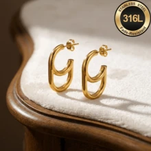 High-Quality Anti-Fade Stainless Steel Dangling Earrings,Hypoallergenic 316L Ear Post ,Elegant Charming Dangling Fashionable Designer Unique Shapes Jewelry Earrings For Daily Wear Festival Vacation Parties - Golden - View 3