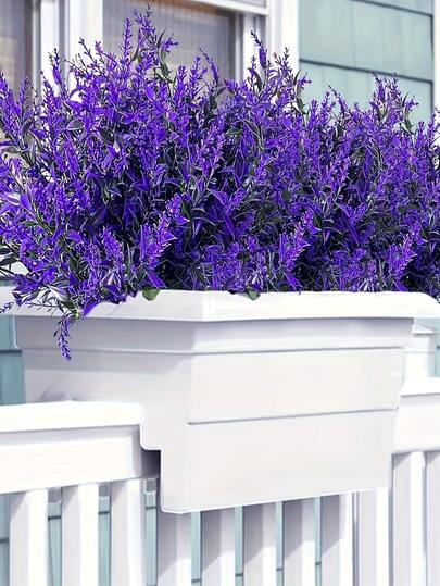 10/20pcs UV Resistant Artificial Lavender Bunches, Soft Purple Flowers, Weather-Resistant Fade-Resistant, Suitable For Garden Hanging Baskets, Window Boxes, Porch Decor, Wedding Table Flowers, Indoor/Outdoor Arrangements, Memorial Day, Thanksgiving, Halloween Decorations