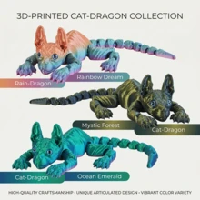 3D Printed Sphynx Hairless Cat - Articulated Figurine, Colorful Iridescent Multi-Color Options, Desktop Decor Gift - Multicolor - View 4