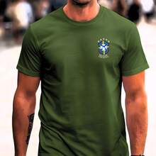 Men's Printed T-Shirt Brazilian Football Fan Fashion PLAYER SOCCER Premium Street Style - 綠色 - 查看 1