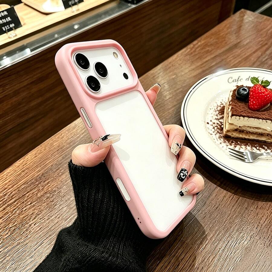 DECOPHONE Pink Frame Transparent Phone Case, Shockproof Full Coverage Protective Cover Compatible With Apple 17, 17 Pro, 17 Pro Max, 16, 16 Pro, 16 Plus, 16 Pro Max, 15 Pro, 15 Pro Max - Pink - View 1