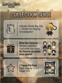 Crunchyroll 1pc Authentic Blind Bag Keychain (1pc) - 3D Foam Character Blind Box Pendant Keychain Zipper Pull Backpack Accessory Collectible Valentine's Day Gift - Armin, Eren, , , Reiner, Sasha, Jean, Hange, Annie - Multicolor - View 6