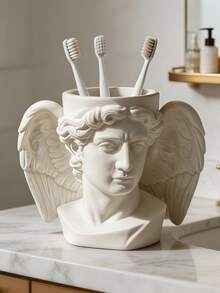1pc David Statue Toothbrush Holder, Multifunctional Bathroom Storage Rack, Greek Mythology Sculpture Storage Cup, Unique Pen Holder, Home Decor Aesthetic, Graduation Gift, Desk And Vanity Organizer - Multicolor - View 6