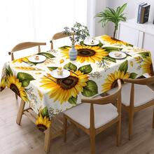 1pc, Home Decor, Sunflower Pattern Printed Tablecloth, Rectangular, Woven, Suitable For Home Kitchen Dining Room, Party Dinner, Picnic Camping, Date, Wedding, Theme Party Decoration, Indoor And Outdoor Use - Multicolor - View 12