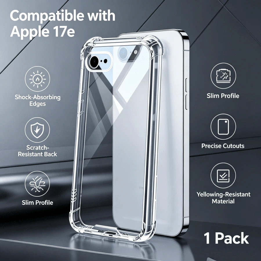 1 pieza Funda de teléfono 3D tipo gelatina, a prueba de golpes, compatible con iPhone 17e, 17 Pro Max, 17 Pro, 17, 16 Pro Max, 16 Pro, 15 Pro Max, 15 Pro, 15, 16. Funda de teléfono de unicolor, funda de teléfono minimalista, funda de teléfono con protección contra caídas de grado militar, funda de teléfono transparente, saludable y sin formaldehído, amigable con la piel y resistente a los arañazos, inodoro. - transparente - Ver 1